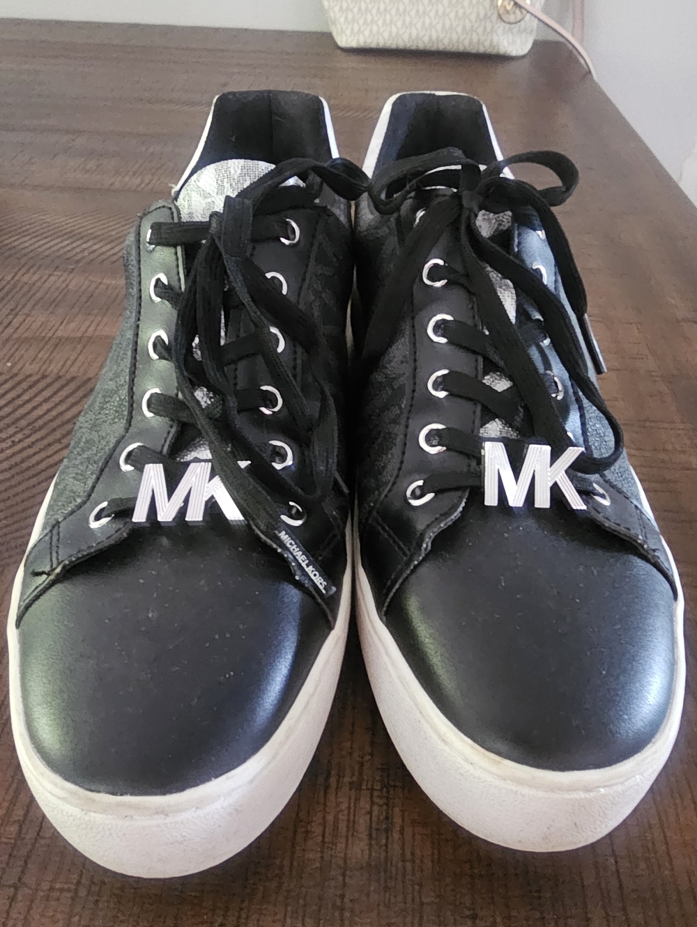 Michael Kors Black and White MK Logo Lace-Up Sneakers